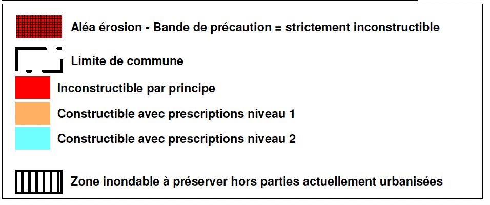 Légende du zonage réglementaire du PPRL